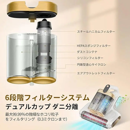 ダブルダストカップローラーブラシ叩きフィルター付きダニ除去機