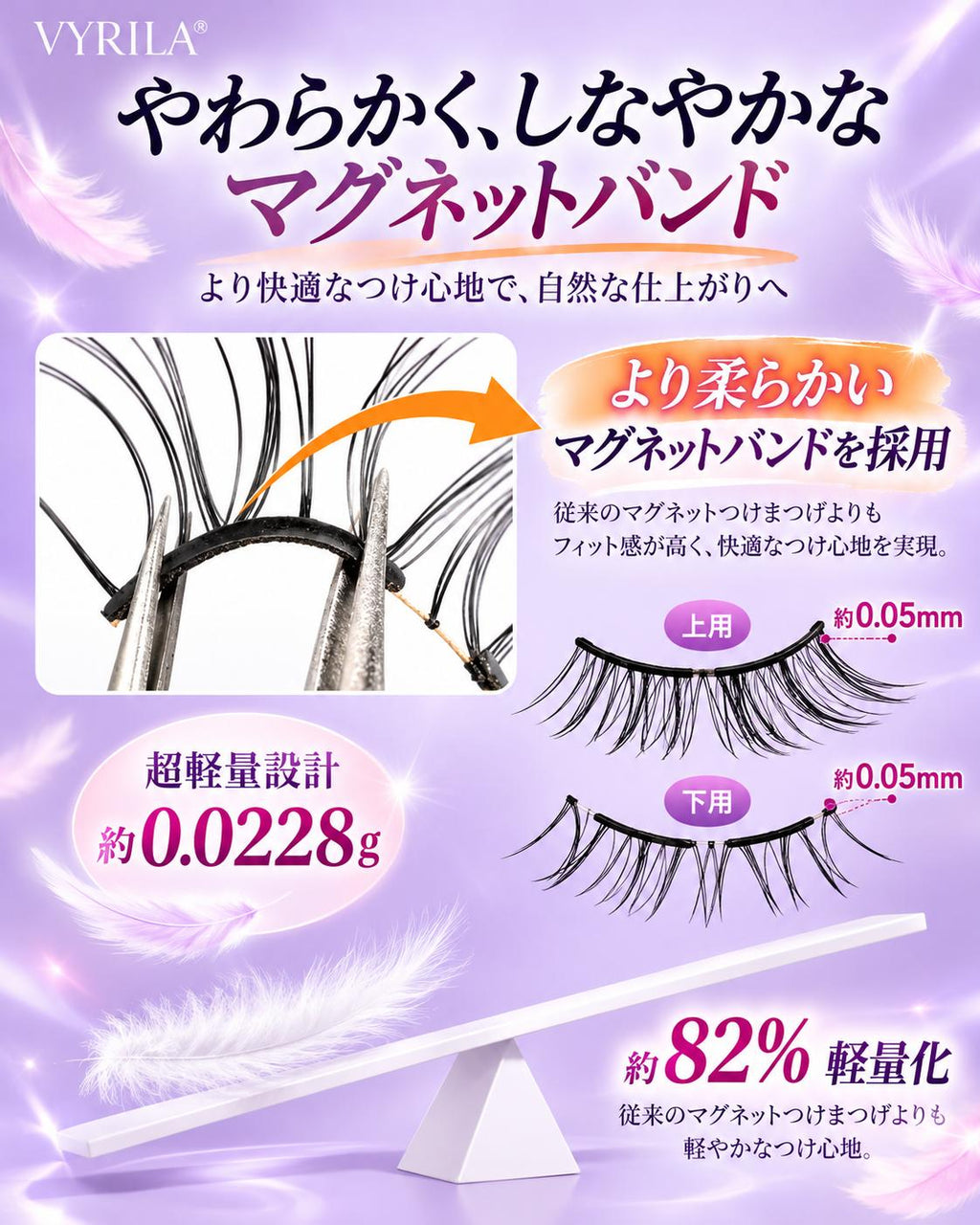 FeatherMag™ 柔らかフィット磁気まつげ